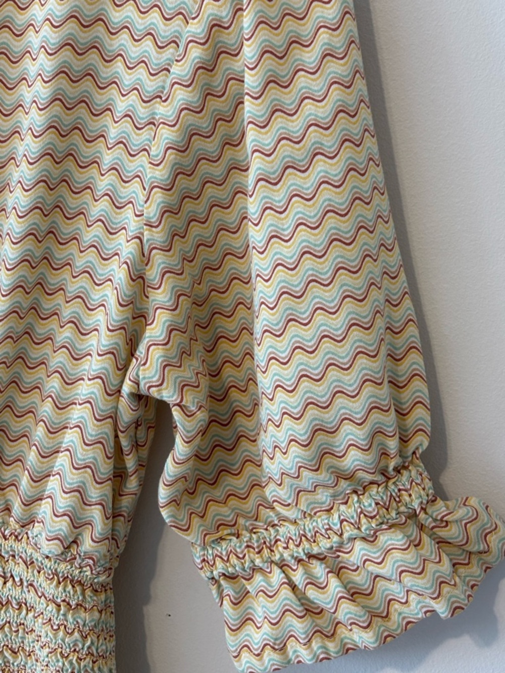 O'Neill Yellow Multi-Patterned V-Neck Smocked Mini Dress - Picture 7 of 10